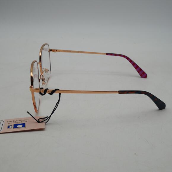 NEW Kate Spade Salome/BB Blue Light Blocking Eyeglasses Gold Square Frame - Picture 6 of 8